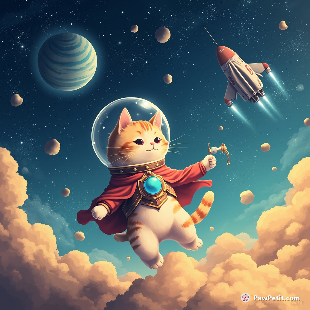 A cat accidentally lands a spaceship, hailed as a hero for saving an alien civilization.