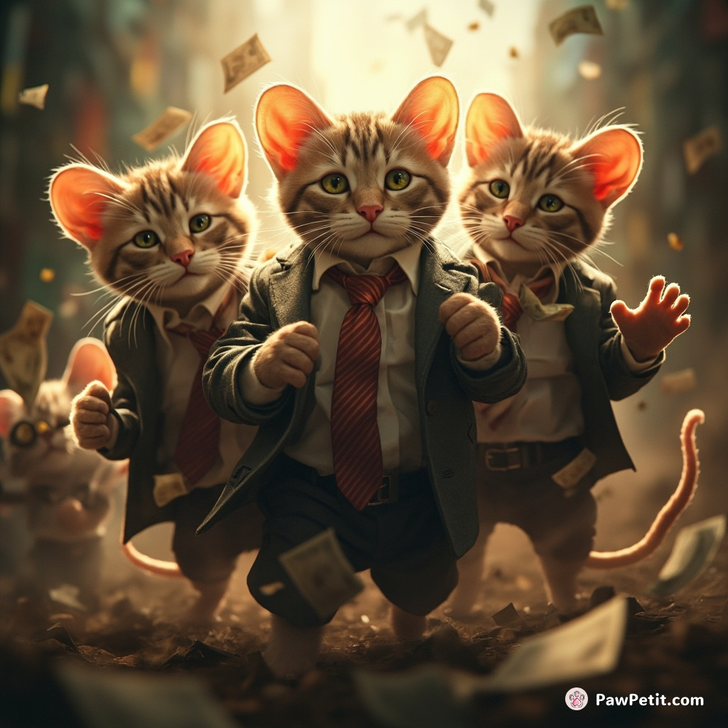 Cats, surreptitiously running Wall Street, pull off a daring daytime mouse-market crash.