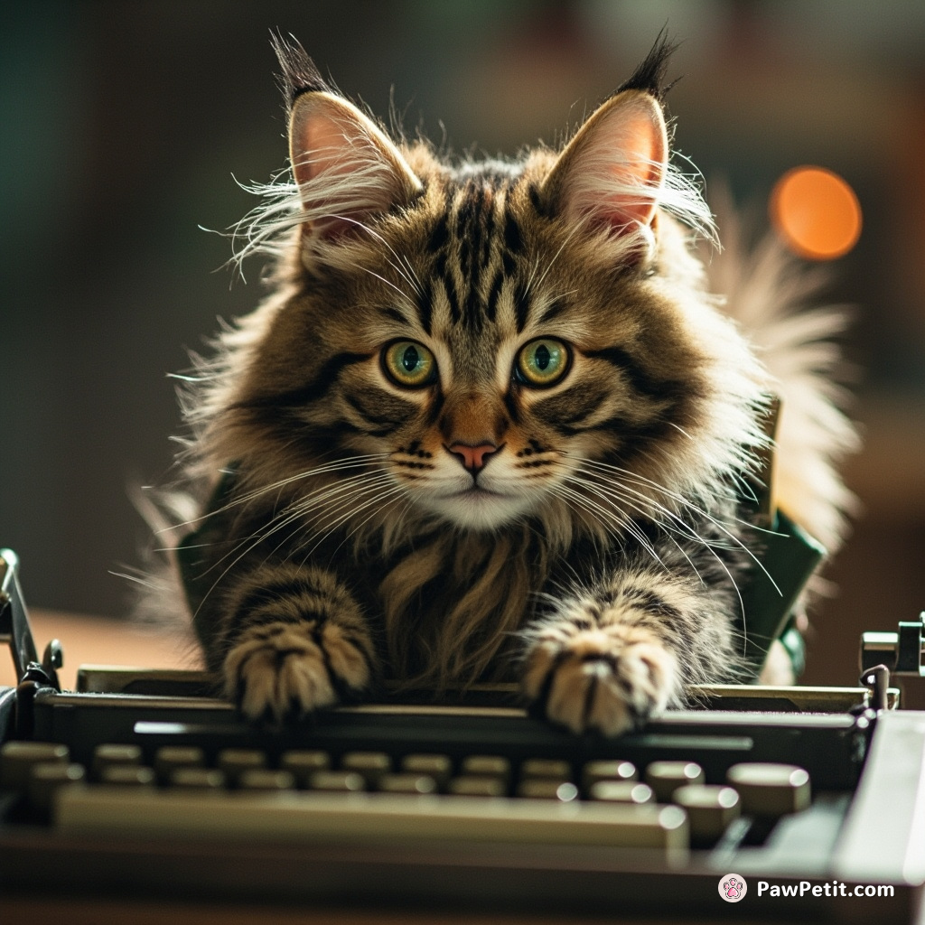 Rocket-propelled, General Whiskers seizes control of an inter-dimensional typewriter, reprogramming reality with his quicksilver paws on the keys.