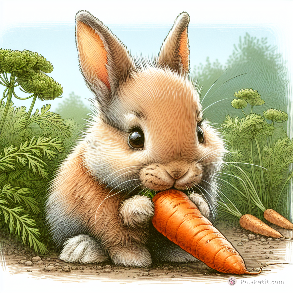 A rabbit nibbled on a fresh carrot with eager enthusiasm.