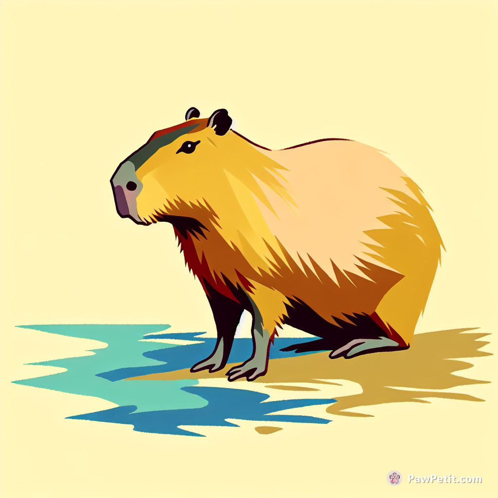 Capybara是世界上最大的啮齿动物，原产于南美洲。它们有类似大型仓鼠的外观，喜欢生活在水边。