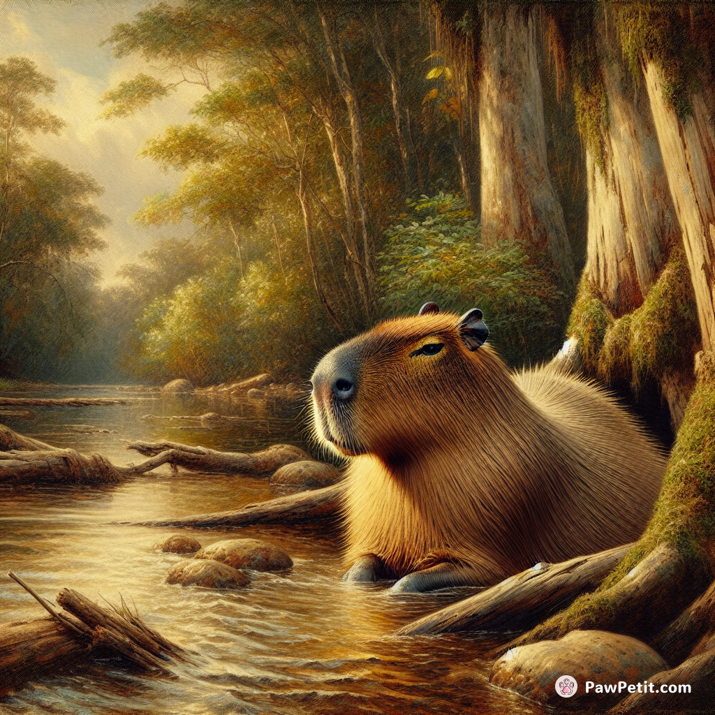 Capybara是世界上最大的啮齿动物，擅长游泳，常在河流和湖泊周围生活。具有温和友善的性情，是热带和亚热带地区的标志性动物。