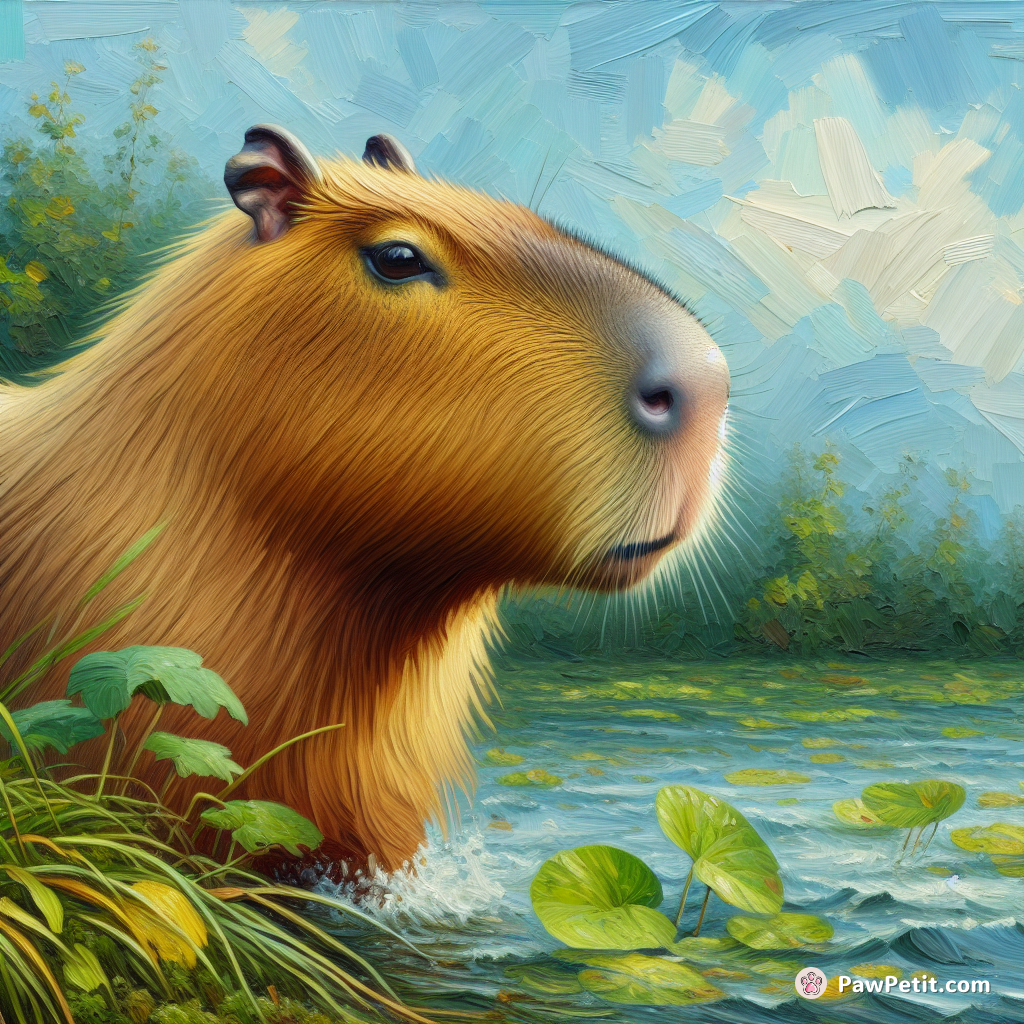 Capybara是全球最大的啮齿动物，主要分布在南美洲，善于游泳和潜水，以草和水生植物为主食。