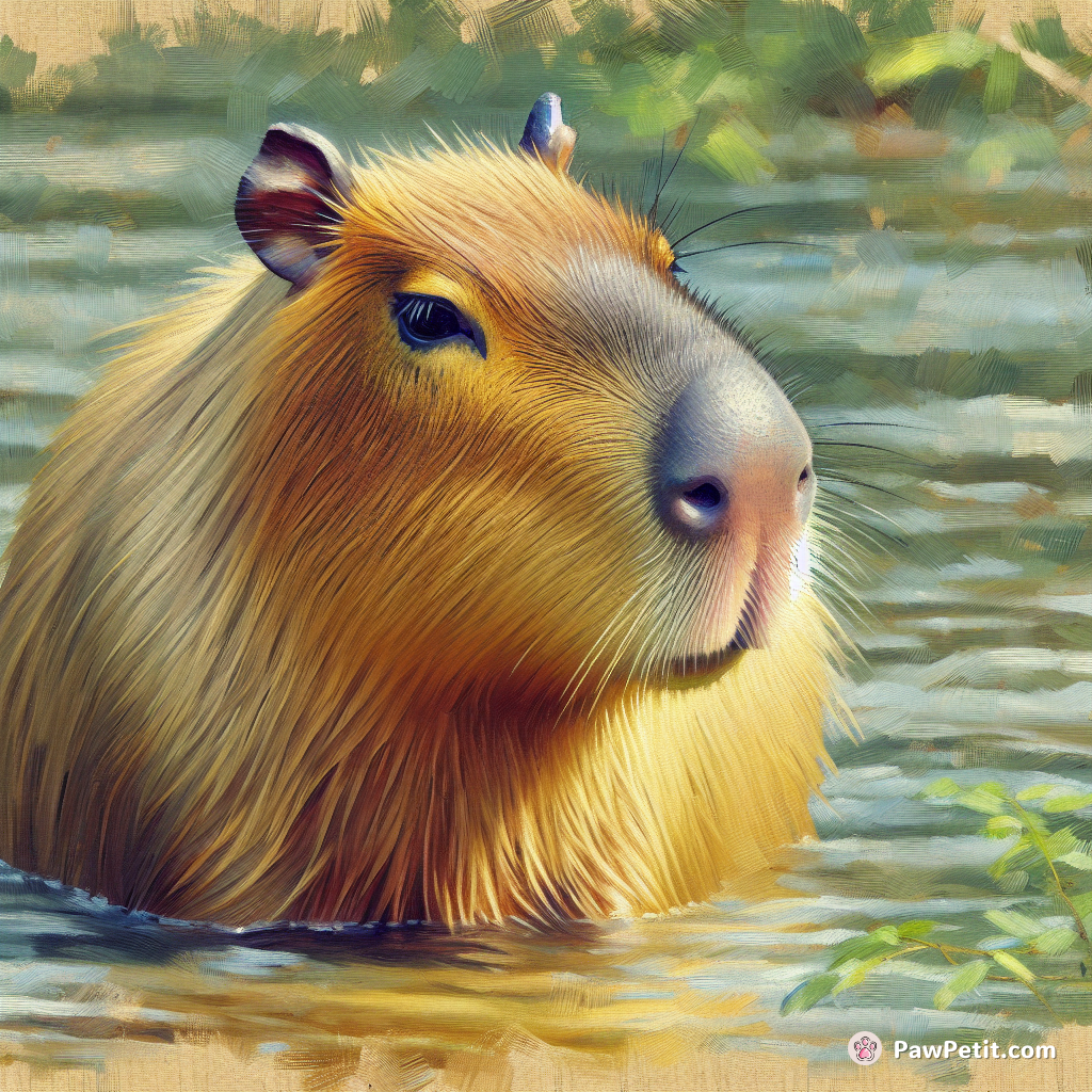 Capybara 是世界上最大的啮齿动物，体态圆润，长着一张可爱且略带沮丧的面孔。在水边生活，是非常社会化的动物。