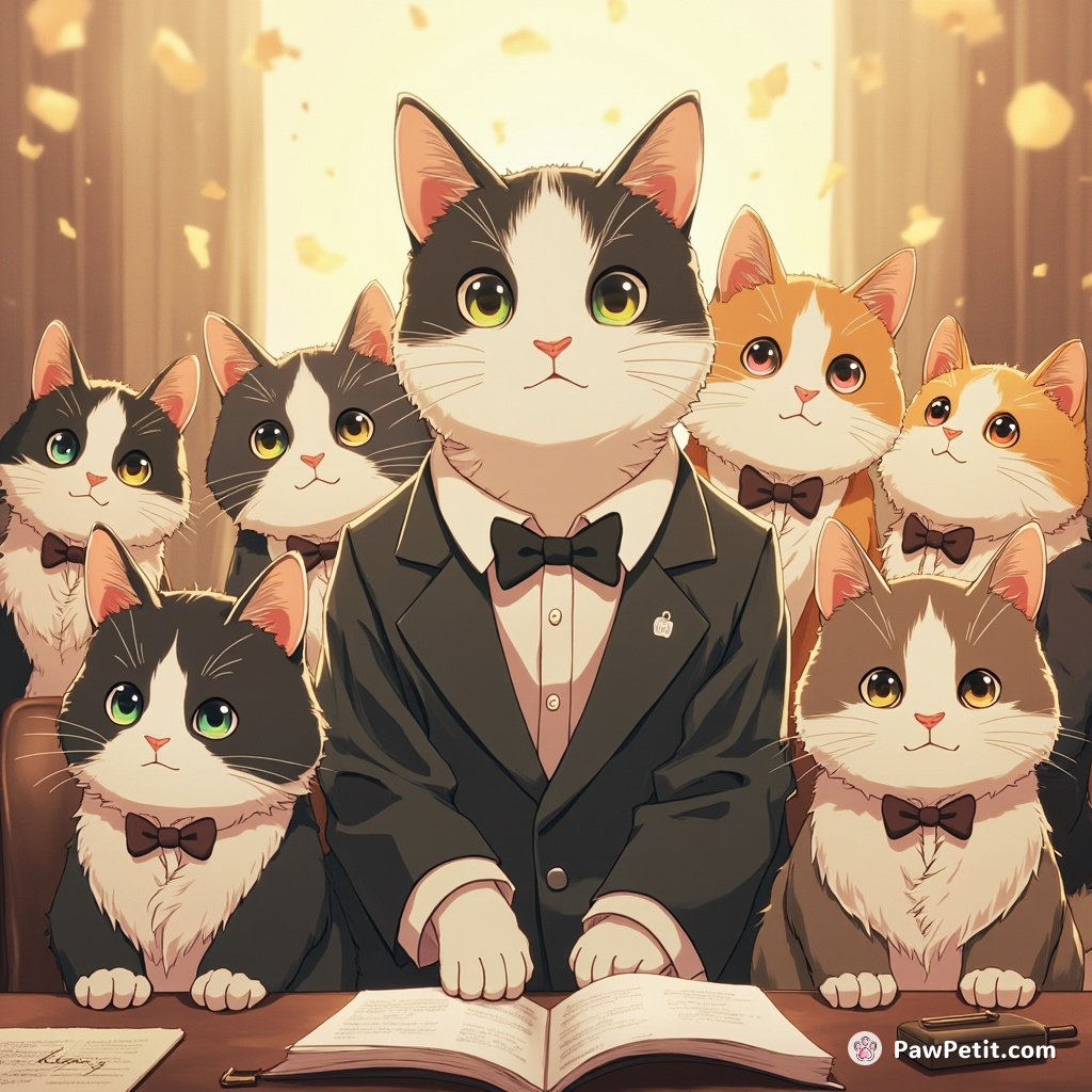 Sphere-high feline society forcibly convinces global leaders silently within United Nations for a universal Cat Appreciation Day.