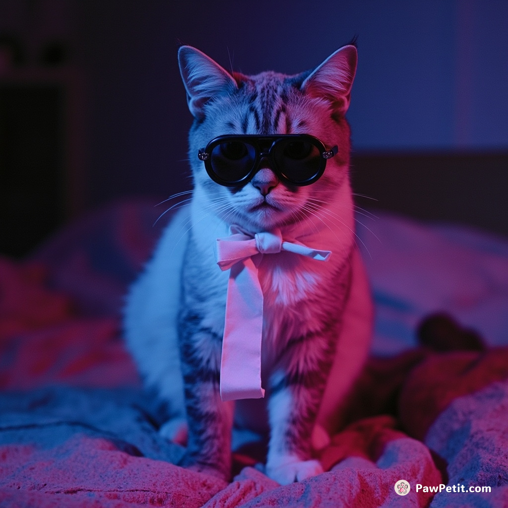 Realizing humans can't, Cuddles the cat honed her night vision to flawlessly perform elaborate midnight interpretative dances.