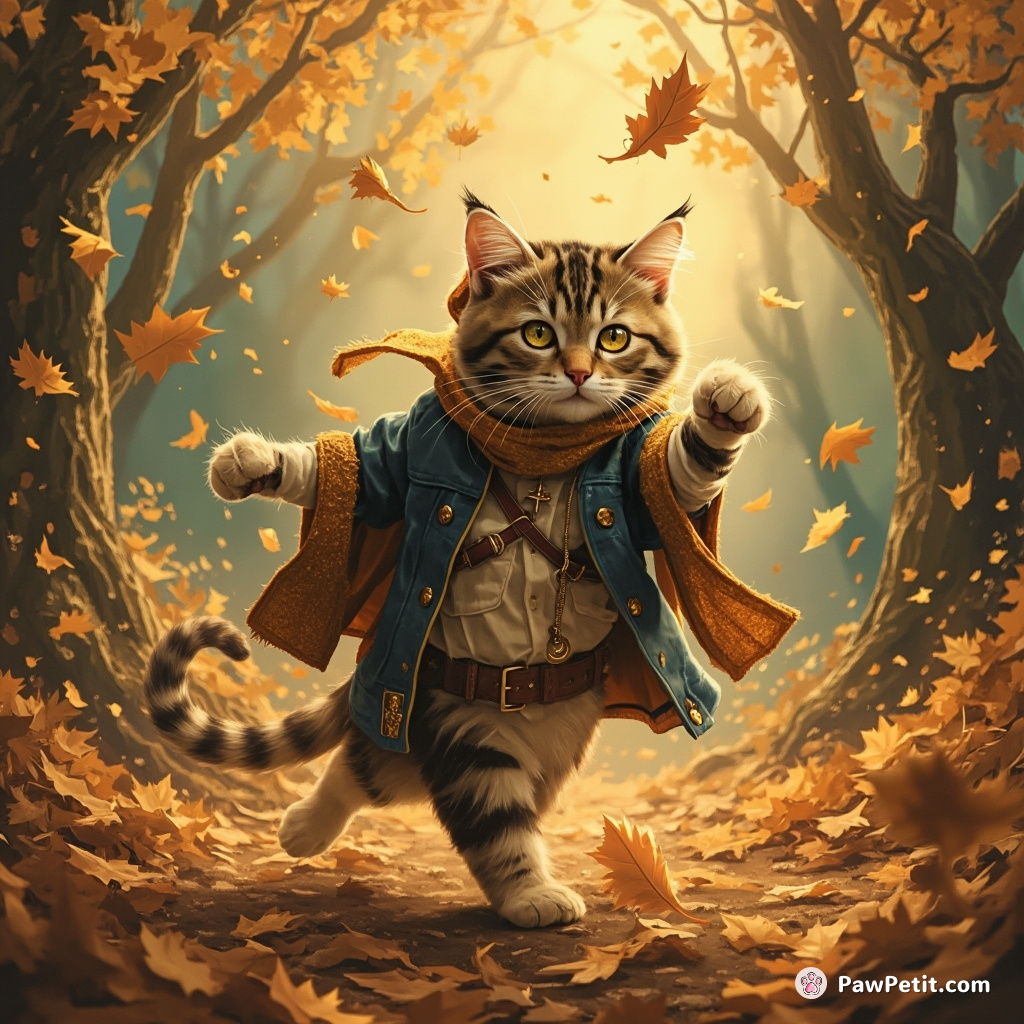Amid chaos, mingling senses of fragrance and silence, the cat waltzed through the fallen leaves, savoring freedom like a bohemian.
