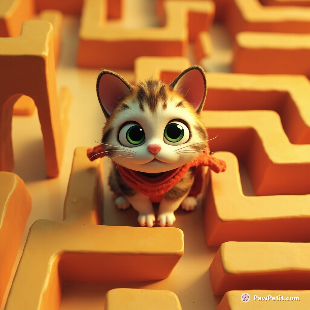 Believing to be smarter in navigation, Sneaky the cat silently initiated a victorious tightening maze race against its human family.