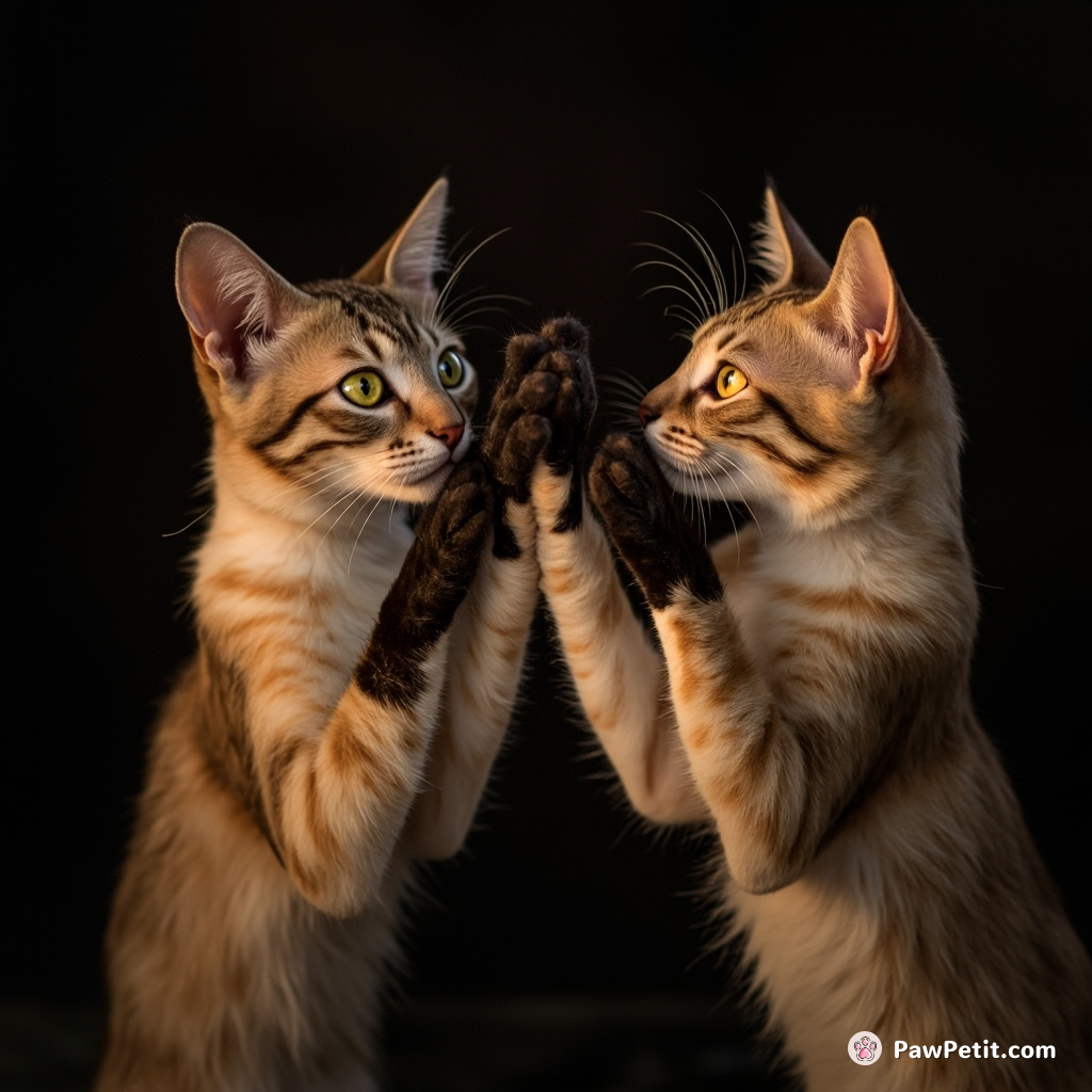 Golden-eyed cats, secretly high-fiving each other with velvet paws after duping their unsuspecting humans.