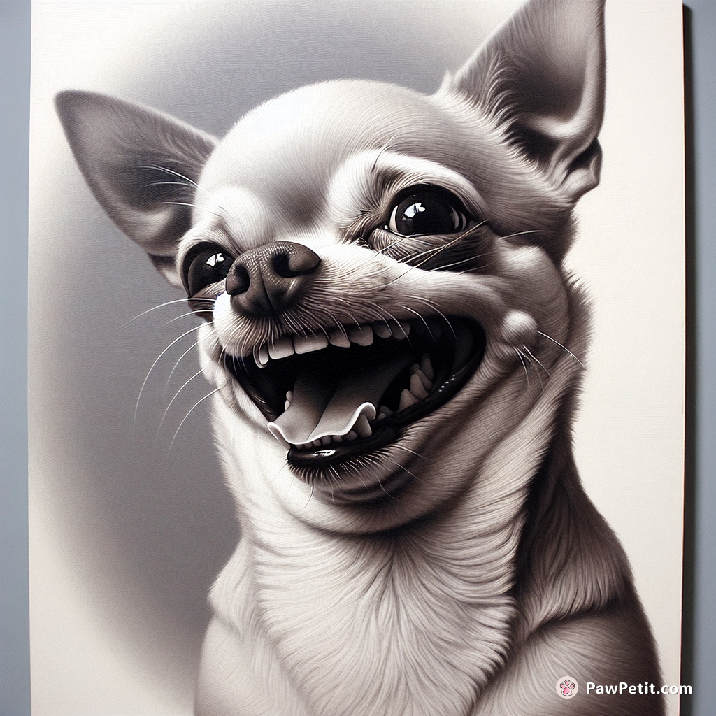 a small chihuahua laughing loud