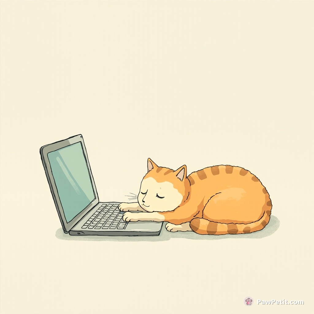 Paws at keyboard, mimicking human typing while lounging on a laptop like a sunbathing pro.