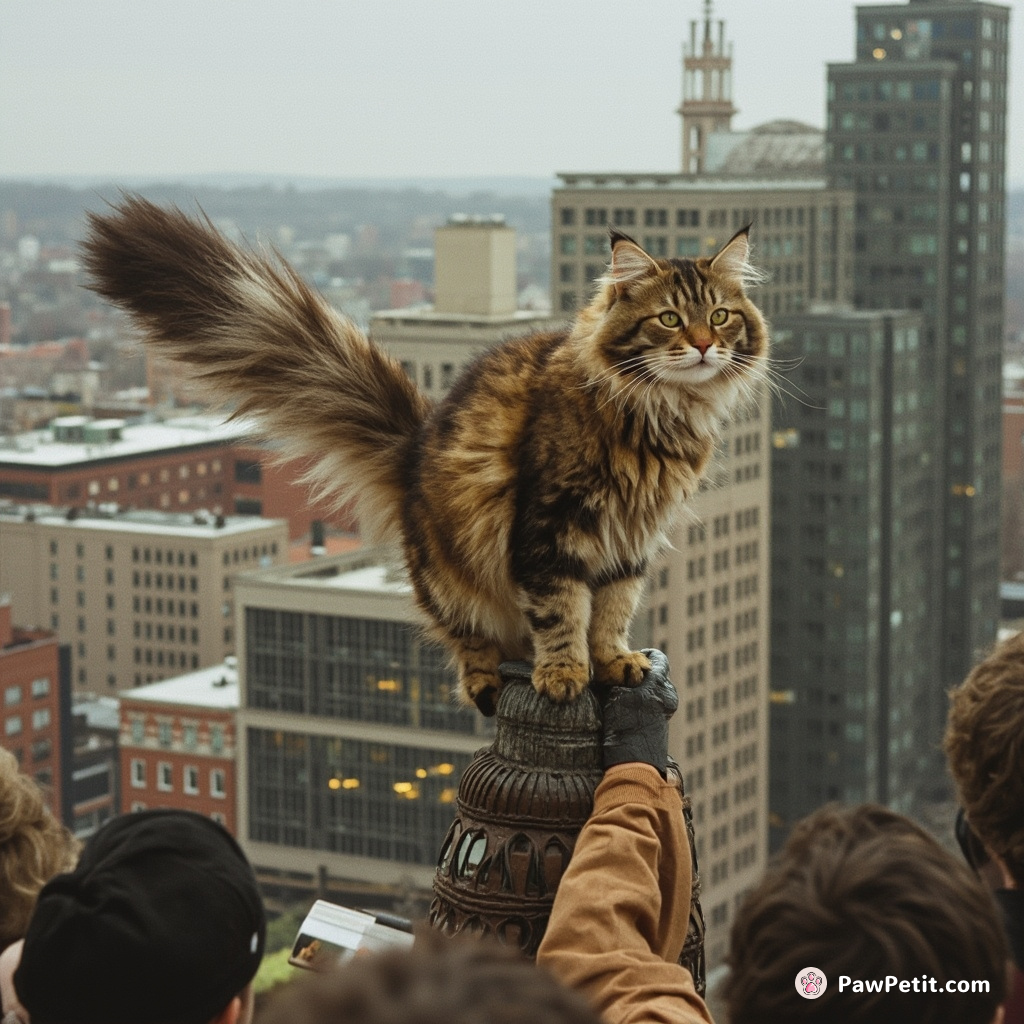 Amid human protests, the feline overlords schemed from high towers, their hefty tails swaying with oppressive decision-making authority.