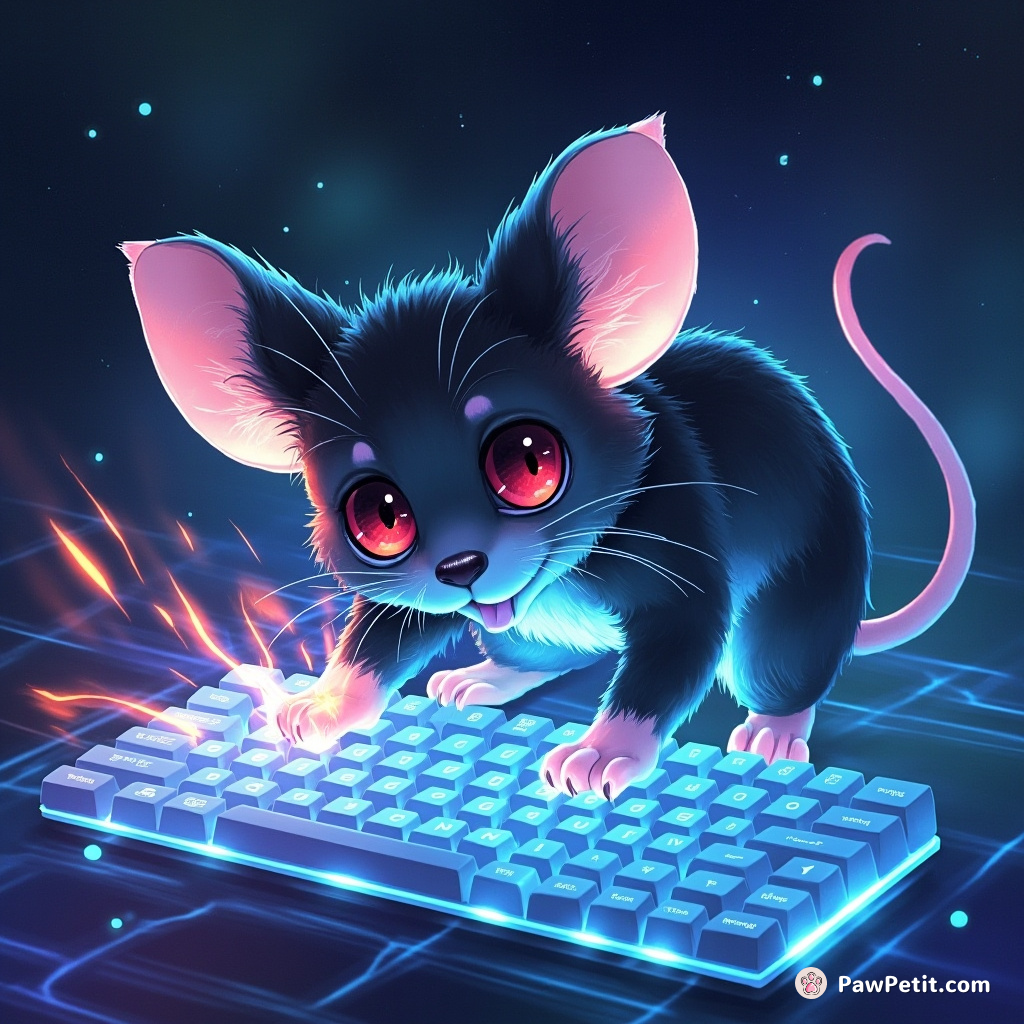 In a virtual cosmos, Quantum Whiskers weeds out glitch mice, manipulating code with paws blazing across a holographic keyboard.