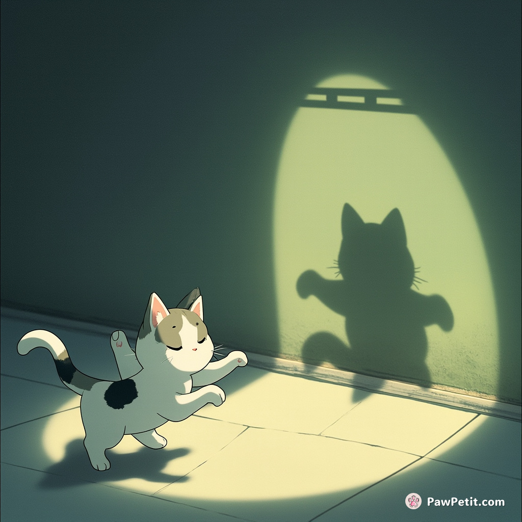 Cat pounces on a shadow, believing it to be a mystical portal to another realm.