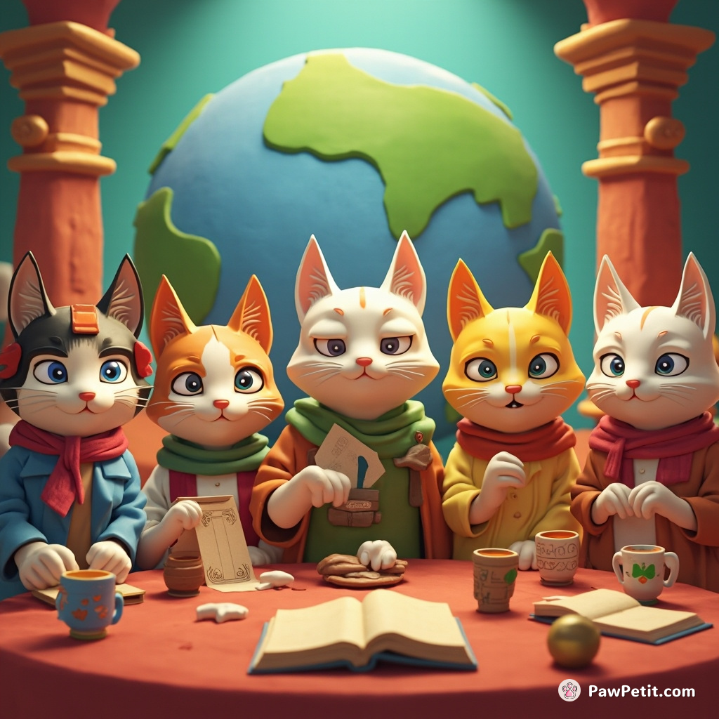 Cats convene a global council, issuing decrees that reshape human societies and environments.