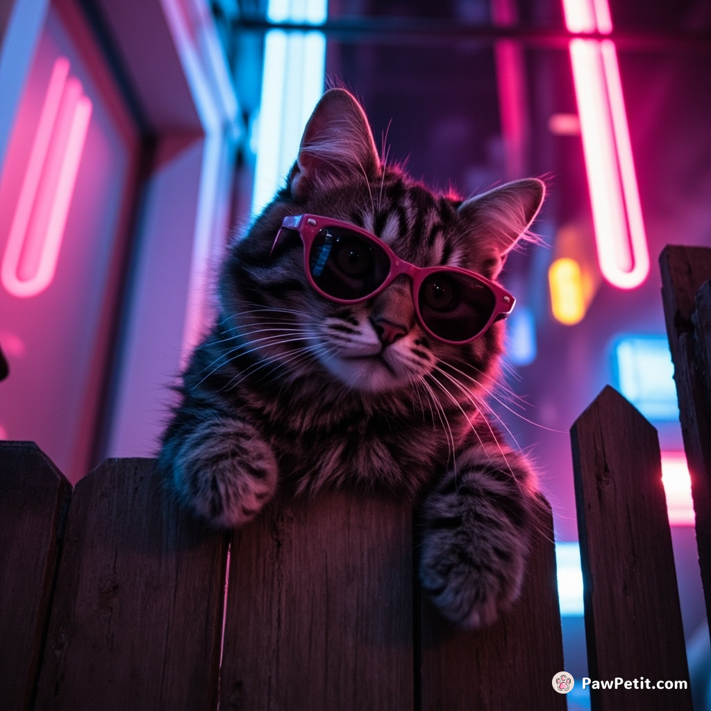 Wearing stolen sunglasses, the raucous tabby hones his leap-over-the-picket-fence act for an unexpected feline Independence Day party.