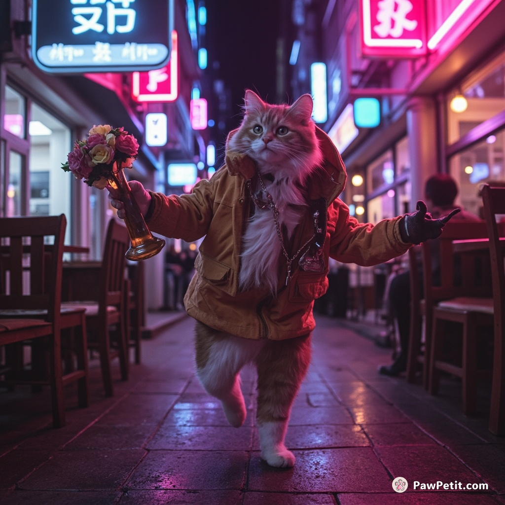 In a whimsical twist, a cat is celebrated as a human hero for its uncanny ability to knock over every precariously placed vase in town.