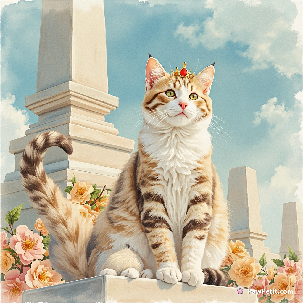 Cats, ruling with mysterious elegance, command humans to construct grand monuments celebrating feline supremacy.