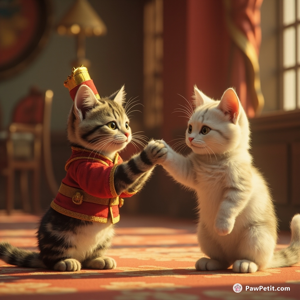 Under this new feline regime, an inaugural paw shake signifies mankind’s surrender to their furry overlords.