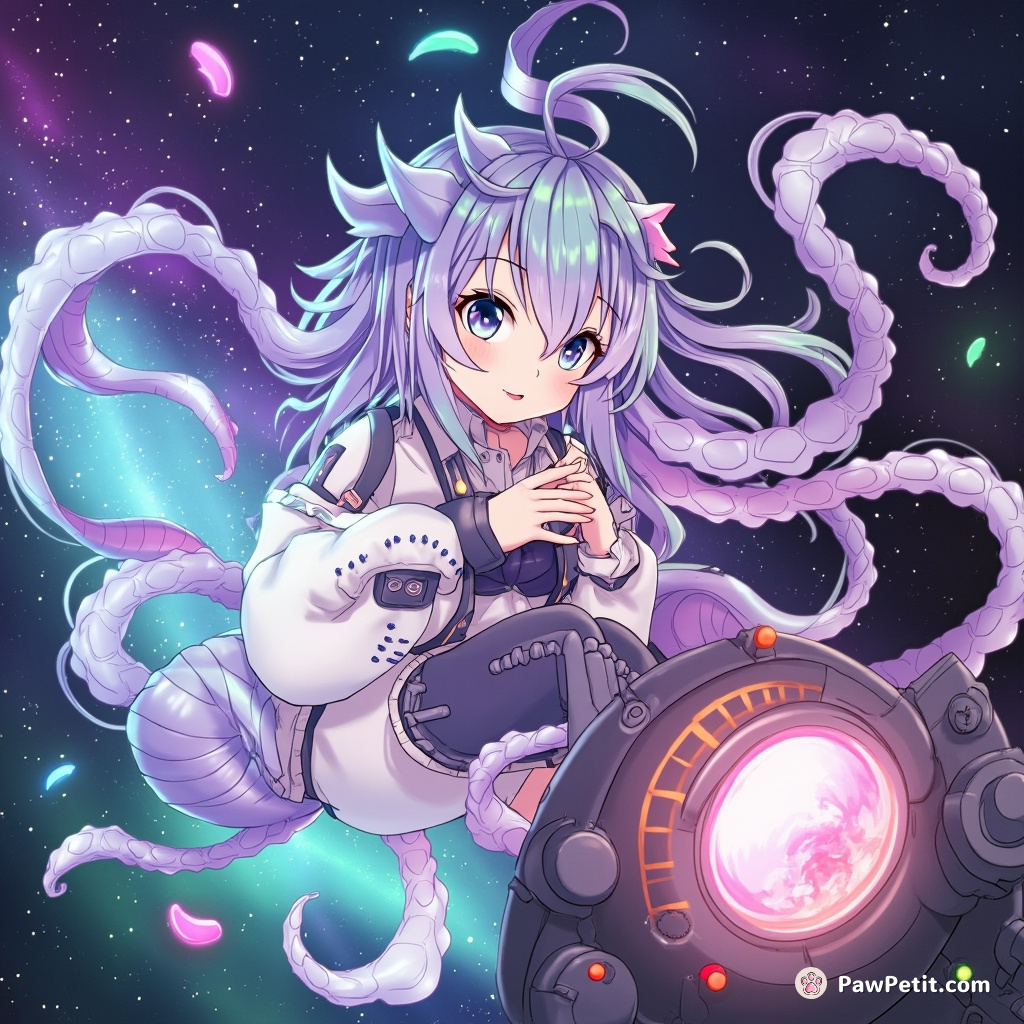 Iridescent tentacles flailing, Tiddles purposefully swatted the activation lever with her tail, igniting the quantum acceleration drive.