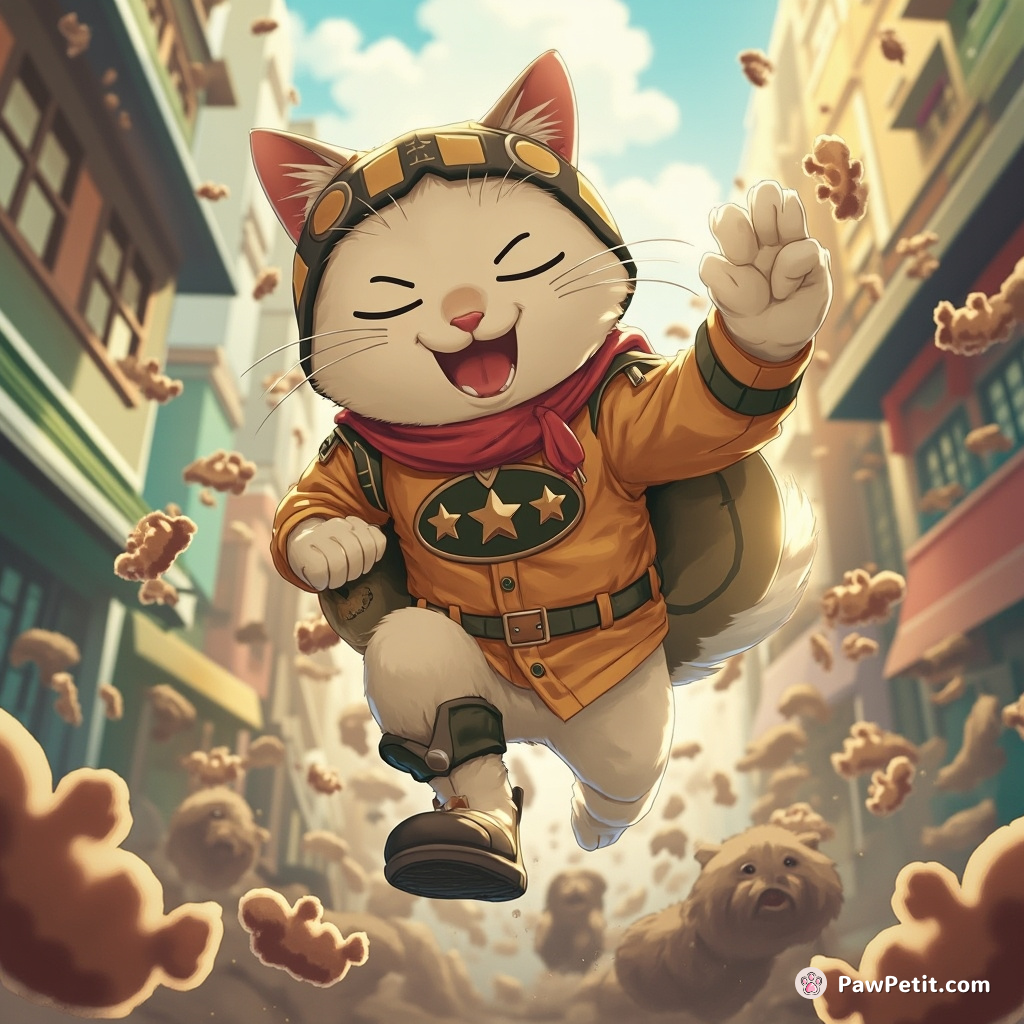 Misinterpreting a crazed squirrel chase, society lauds the obliviously heroic cat for averting a supposed bombing plot.