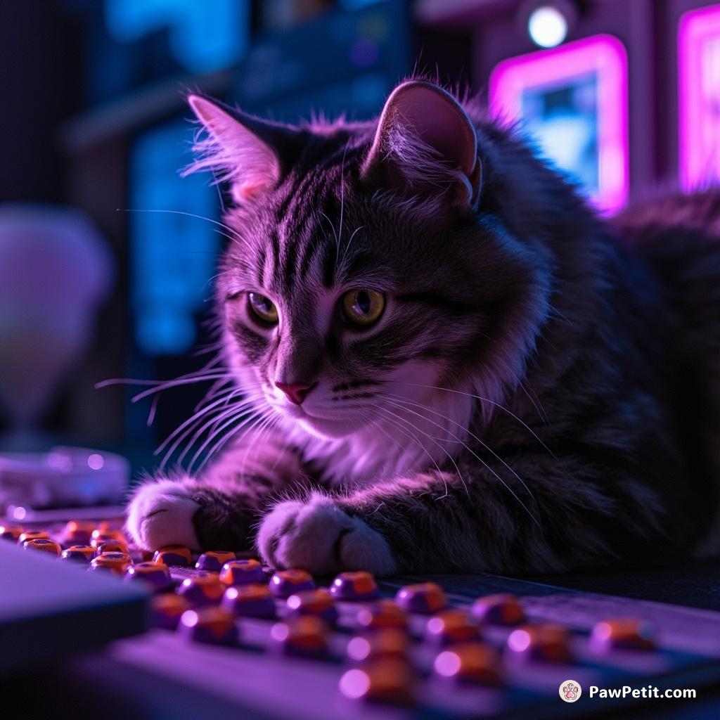 The cat meticulously organized tabletop items, aligning them with its paws just like a human cleaning a desk.