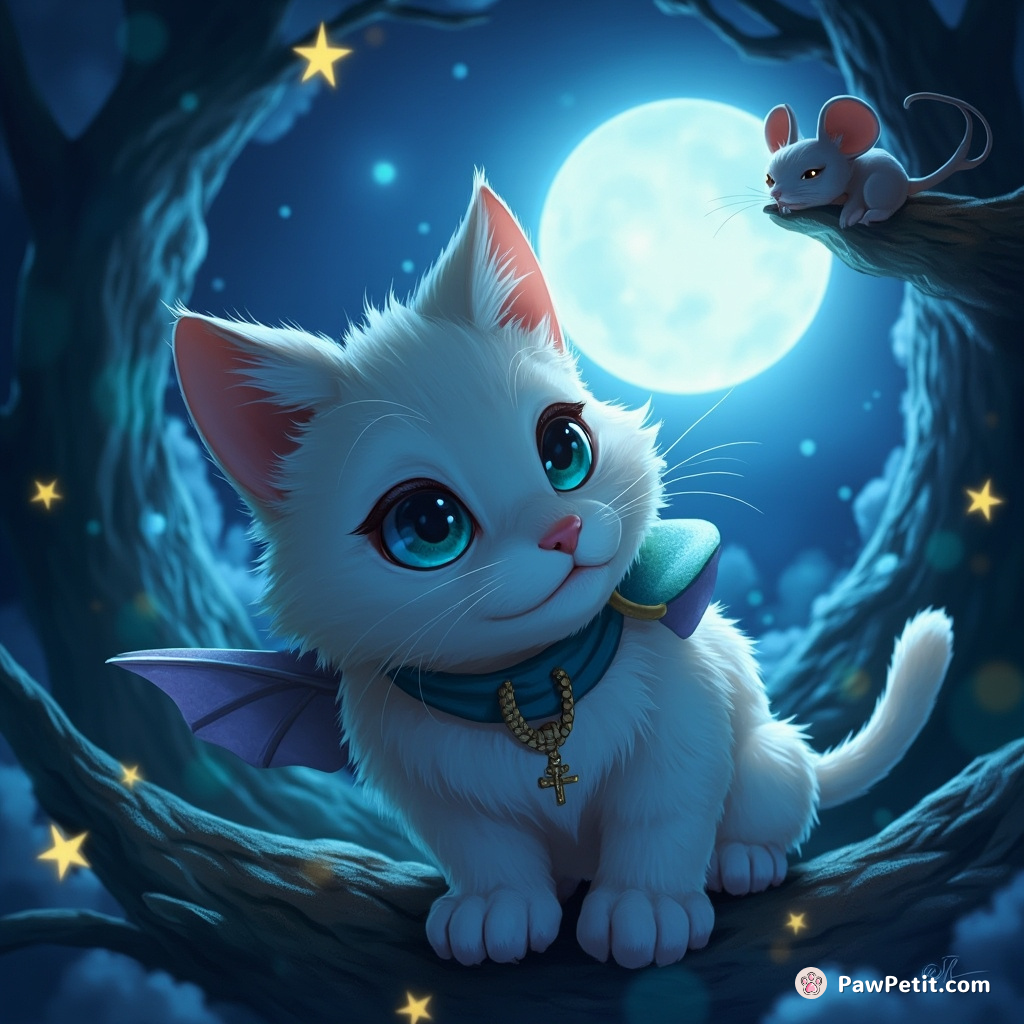 In the enchanted moonlight, Whiskers defeated the wicked mouse king, a sly pounce restoring harmony in his feline kingdom.