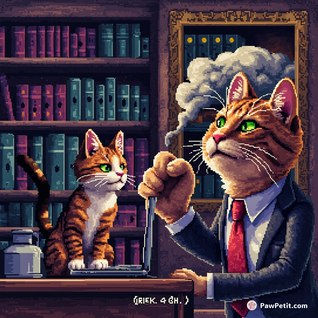 **Scenario:** In a world where cats rule from the shadows, they secretly control human technology.

**Cat Action:** A tabby swipes a paw to autocorrect a president's speech to "meow.