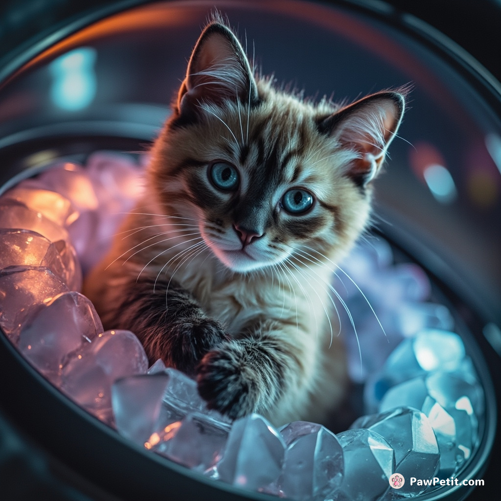 Weightless, the Siamese cat spun, expertly calibrating the pulsating crystal reactor – an unlikely alien spacecraft pilot.