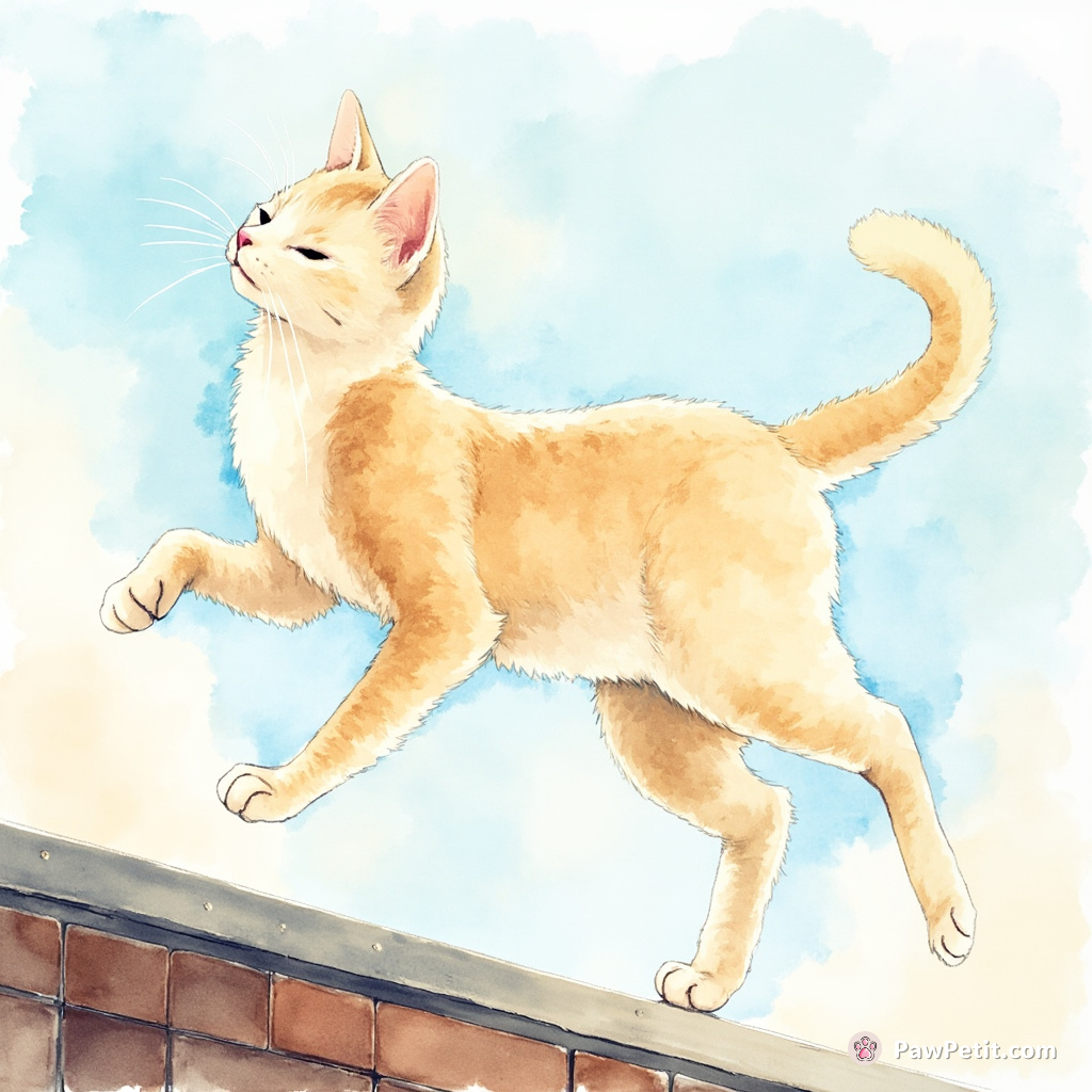 Cat, adept at rooftop-leaping, convinced it's superior to humans in agile skyline exploration with graceful ease and poise.