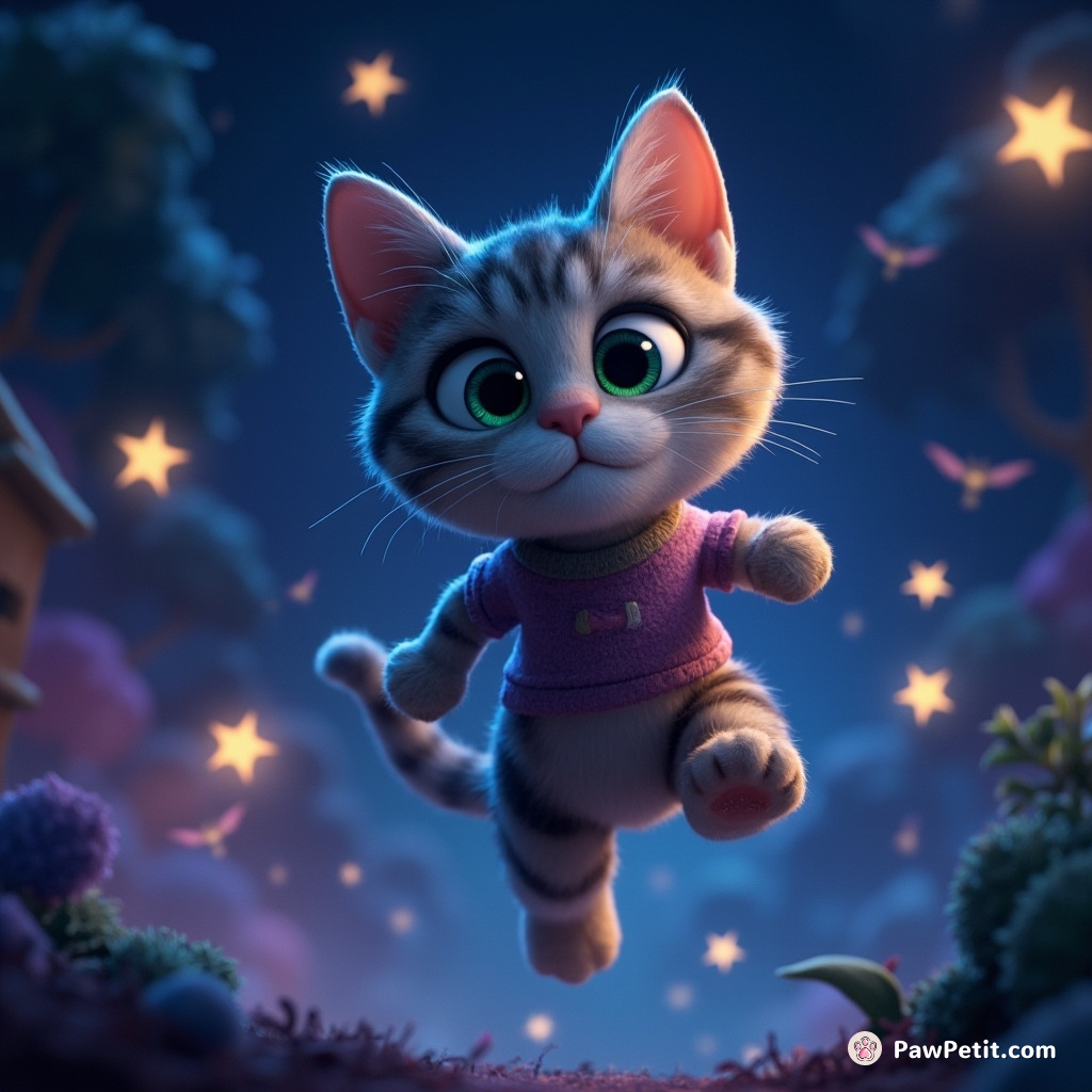 In Midnight's Whisker-licious Adventure, a spry tabby cat runs, leaps and twirls to reclaim stolen starlight from an elusive moth king.