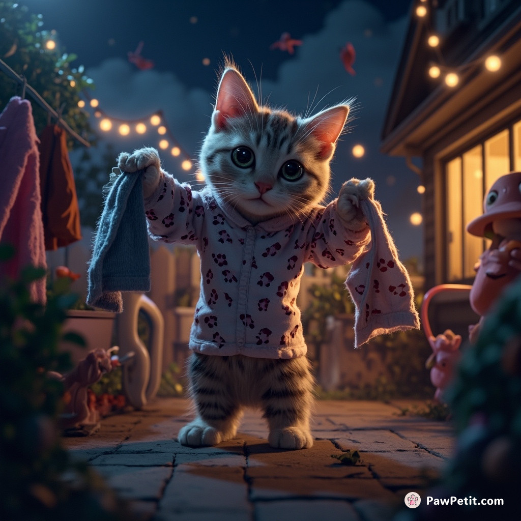 Mischievous cat attempts laundry, spins entire neighborhood's power into frenzy – outdoor pajama party at midnight`!