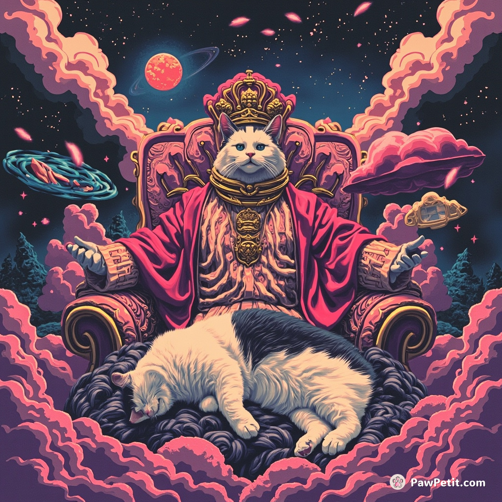 Chaos descends as the Feline Emperor, aloof yet decisive, announces daily mandatory nap periods for all humans.