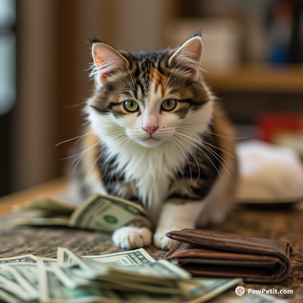 Snickering, the cat swatted wallets off counters, believing humans enjoyed the game of 'pick up your currency'.