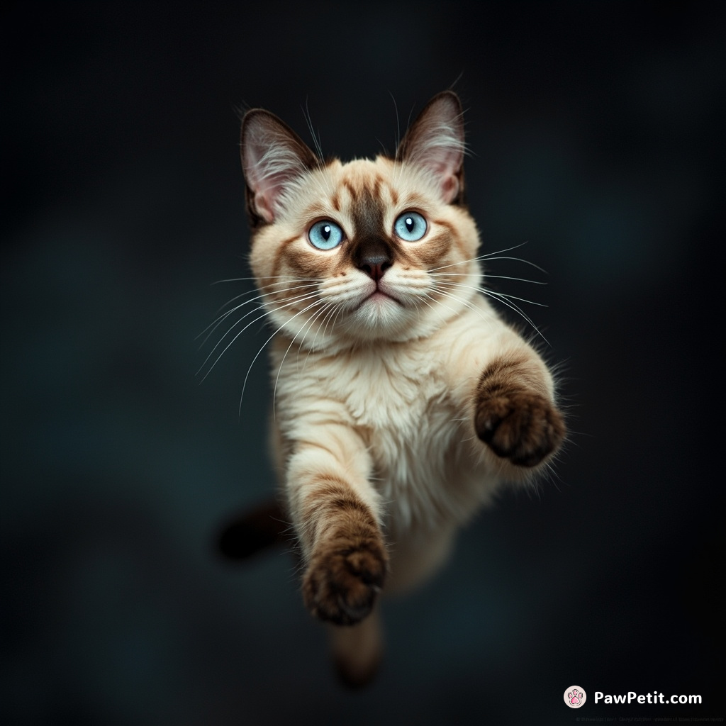 In grand feline fantasy, whiskers twitch theatrically, stage-strutting kitty outperforms Broadway stars in a dazzling midnight moon-jump.