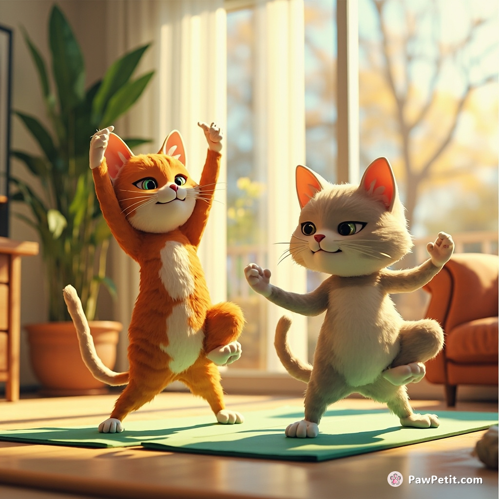Cats stealthily orchestrate synchronized yoga sessions in living rooms while humans are at work.