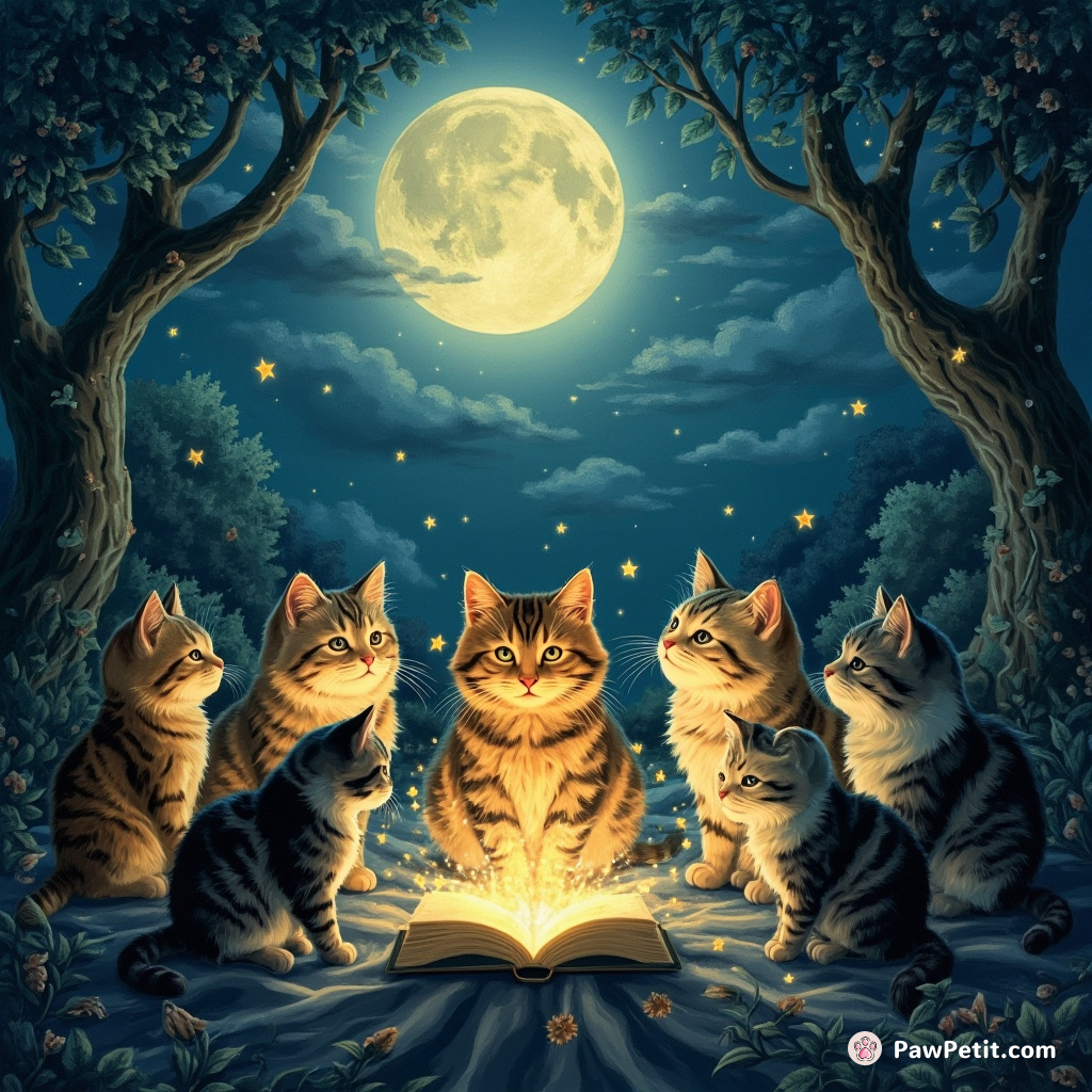 Under moonlight, cats held secret meetings, decoding human thoughts via their dream-infused purring symphony.
