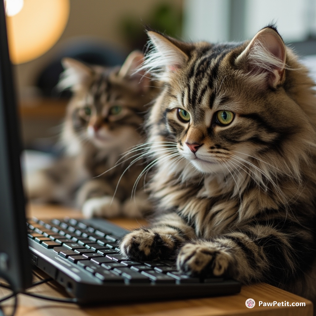 Cats, in hideous human disguises, infiltrate offices worldwide, keyboard-playing heightened by secret midnight mouse chase escapades.