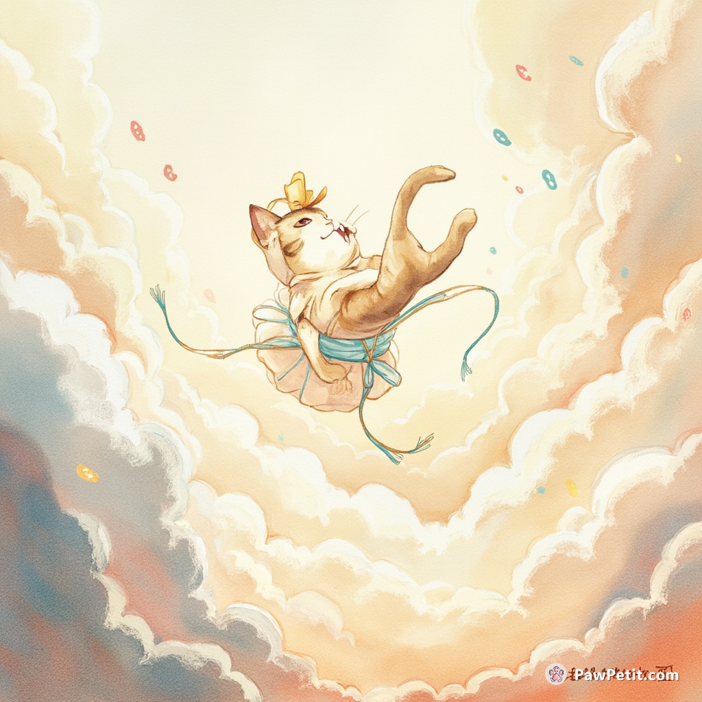 In 'Snifflesnatch & the Dust Bunnies,' an acrobat feline fearlessly somersaults into void to save a kingdom from fluff invasion.