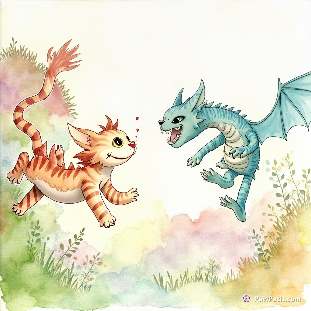 Zip, the Cheshire Cat, battled the Drip-Drop Dragon with ferocious leaps and swipes to save his home in Purrington.
