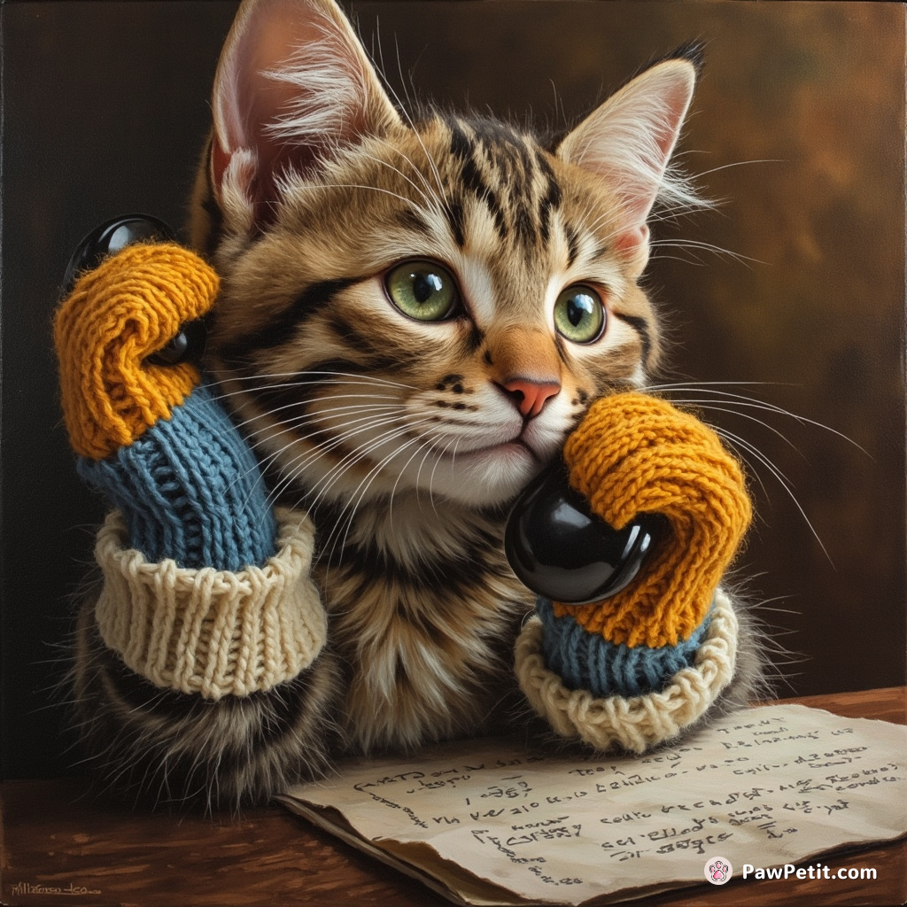 Donning socks as gloves, kitty mishaps a call with boss; mailed him tuna instead of renewing the contract online.