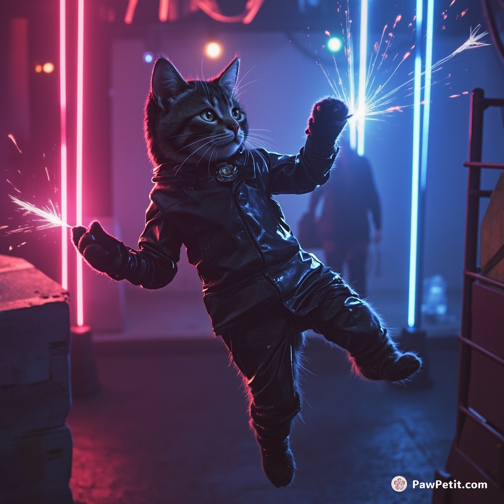 A cat batting at a falling chandelier, mistakenly seen as saving a king, is hailed as a human champion.