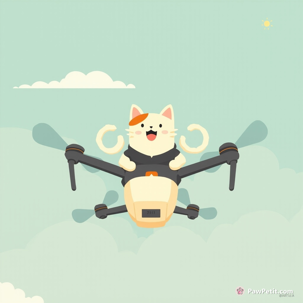 Accidentally pushing the start button, Kitty Kat won the human drone race league; surfing on drone mid-air.