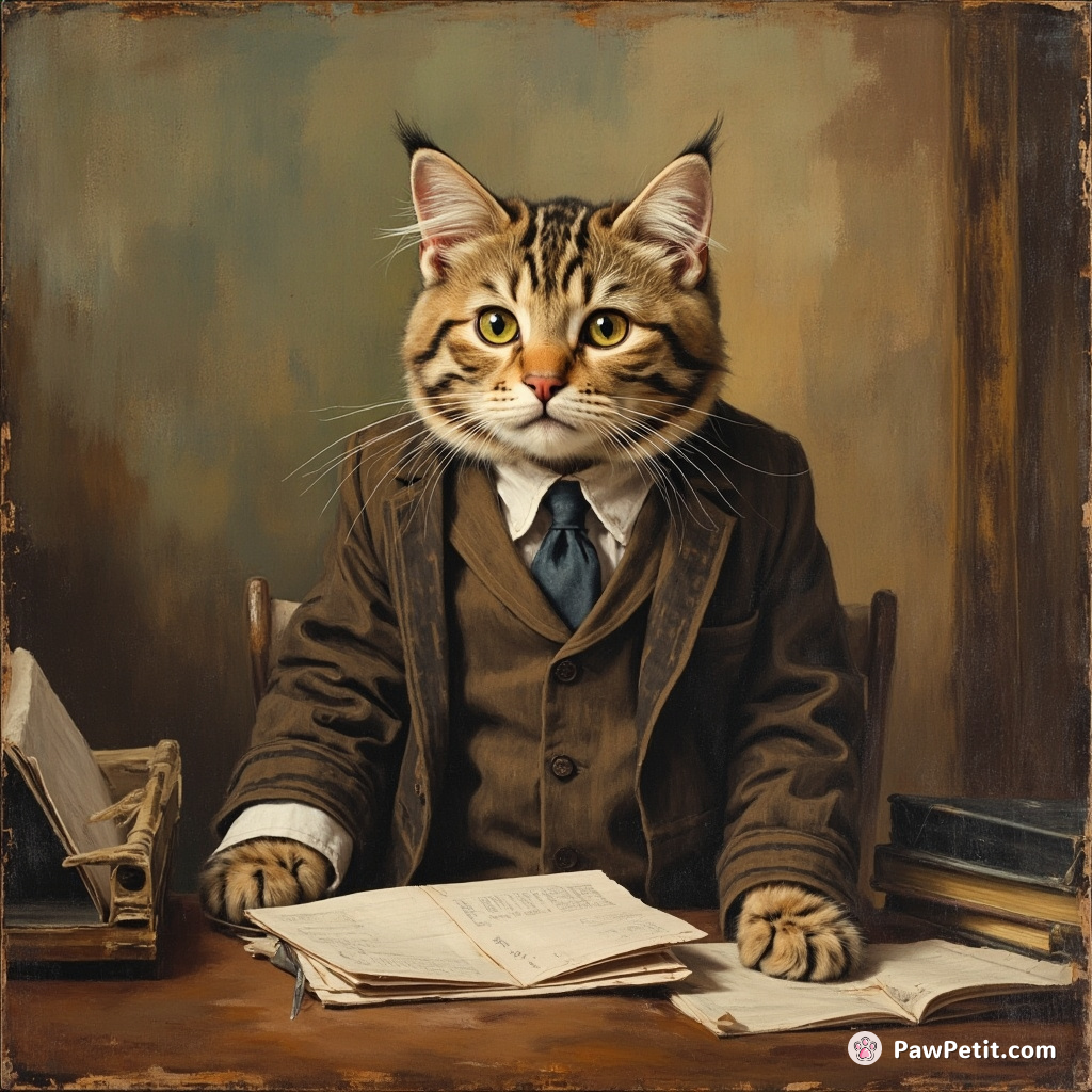 Whiskers dons a tiny suit, waddles to the office, and starts "meow-ing" orders, causing a paw-some pandemonium.