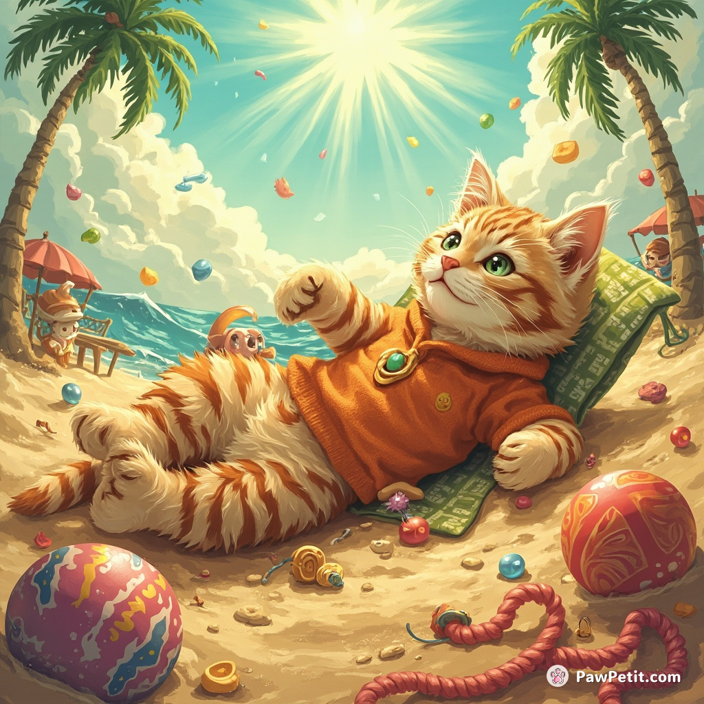Whiskers, in delightful chaos outside, frantically lounged under sunbeams, much like a beach-bum human on Sunday afternoon.