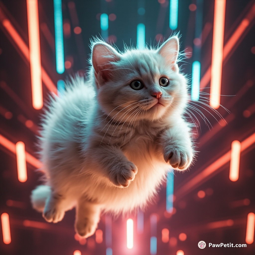 Whiskered dervish dashed, deftly leaping between neon lasers in the gravitron heart of the hyperlium-silvered metropolis.