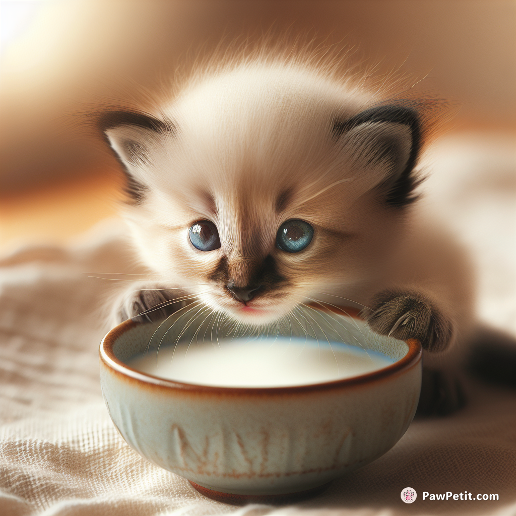 one little kitten drinking milk